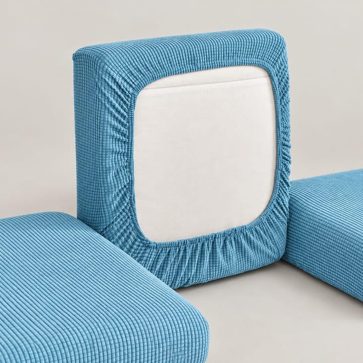 The Grid Plush Velvet Cushion Cover, Sky Blue