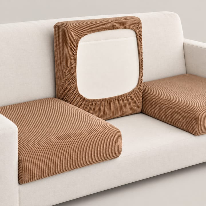 The Grid Plush Velvet Cushion Cover, Camel