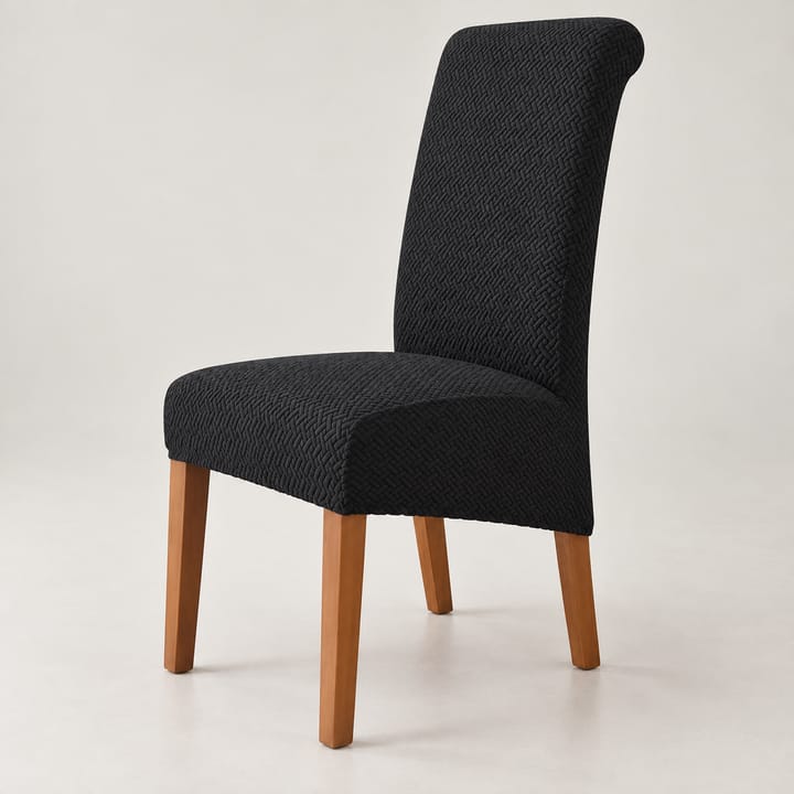 The Basketweave Stretch Dining Chair Cover, Black basketweave