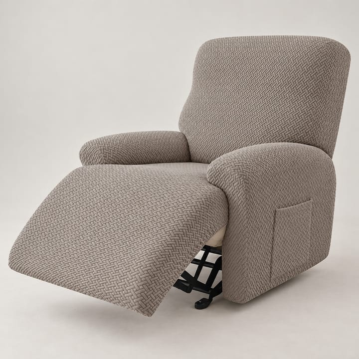 The Leaf Jacquard Recliner Slipcover, Light gray knit