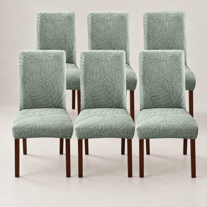 The Leaf Jacquard Dining Chair Cover, Beige, 6 covers