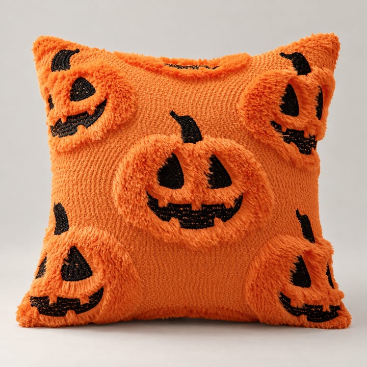 The Embroidered Plush Pumpkin Pillow Cover