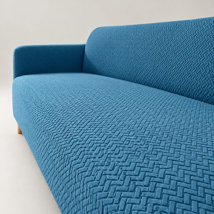 The Basketweave Stretch Sectional Sofa Cover, Lake blue