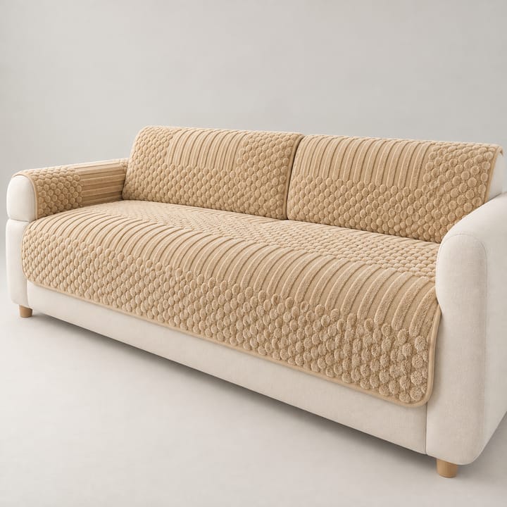 The Quilted Tufted Fleece Sofa Seat Cover, Khaki