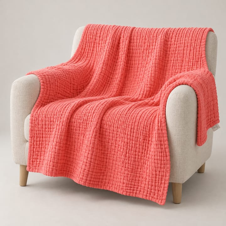 The Crinkle Gauze Throw, Coral
