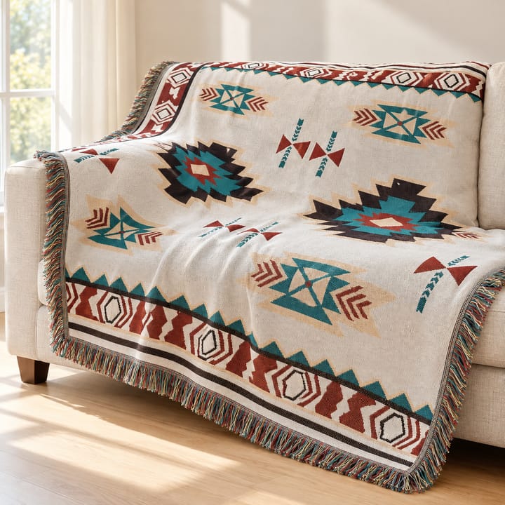 The Aztec Woven Fringe Throw