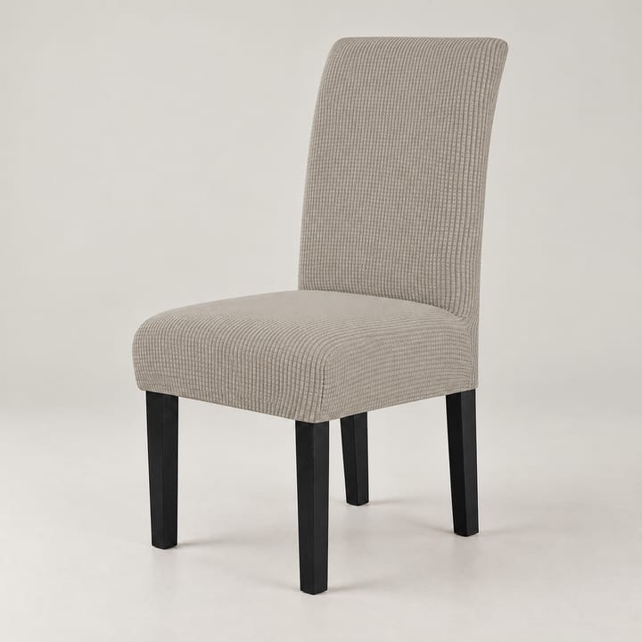 The Checked Jacquard Stretch Dining Chair Cover, Taupe