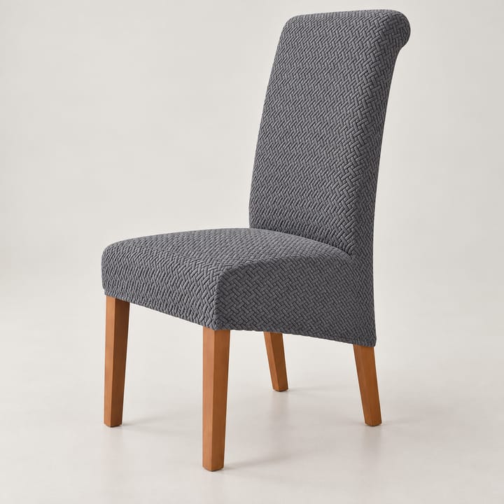 The Basketweave Stretch Dining Chair Cover, Dark gray basketweave