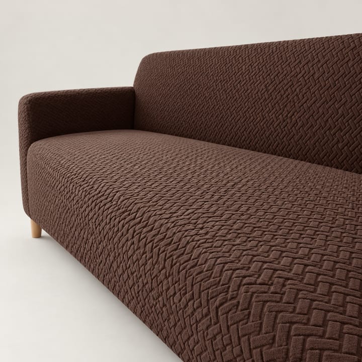 The Basketweave Stretch Sectional Sofa Cover, Coffee brown