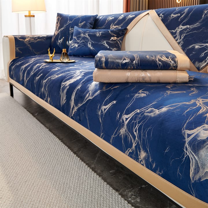 The Marble Print Velvet Sectional Cover