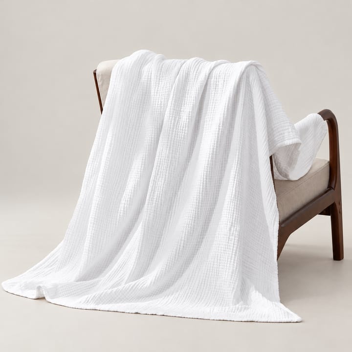 The Cotton Muslin Throw, White