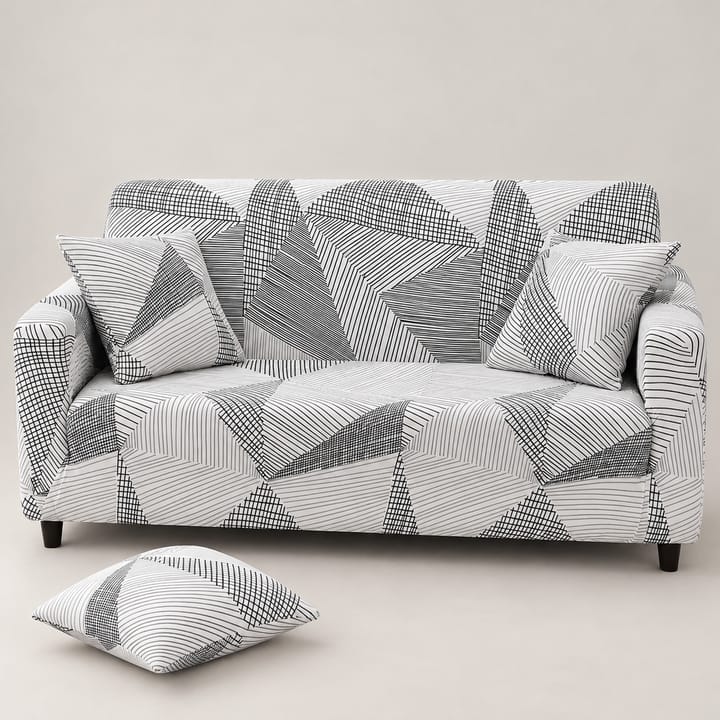 The Printed Jacquard Stretch Couch Cover, Gray white chevron