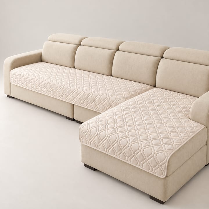 The Quilted Diamond Cushion Sofa Cover, Khaki