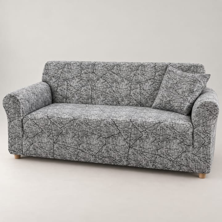 The Printed Jacquard Stretch Couch Cover, Gray cracked lines