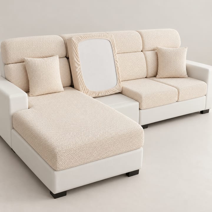 The Twill Jacquard Cushion Cover, Cream