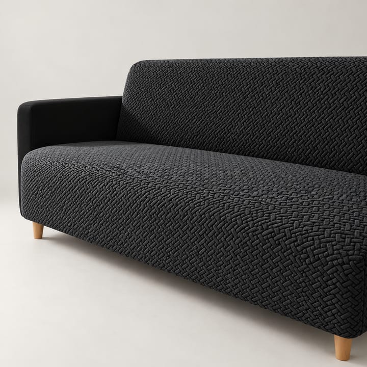 The Basketweave Stretch Sectional Sofa Cover, Black