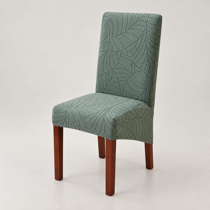 The Basketweave Stretch Dining Chair Cover, Sage green leaf