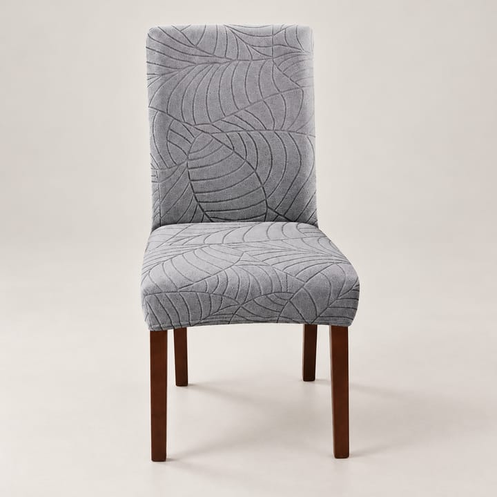 The Leaf Jacquard Dining Chair Cover, Light gray, 1 cover