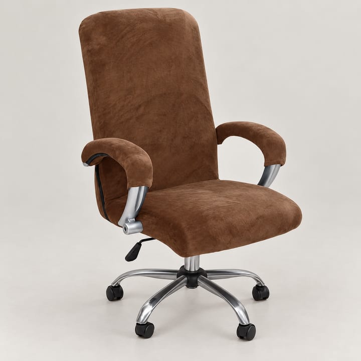 The Velvet Stretch Office Chair Slipcover, Light coffee