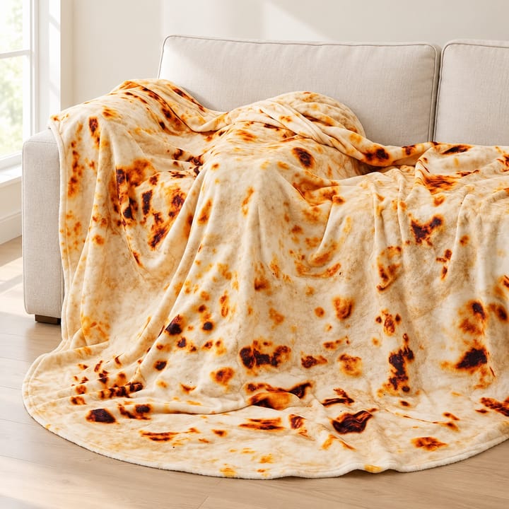 The Round Pizza Print Throw Blanket