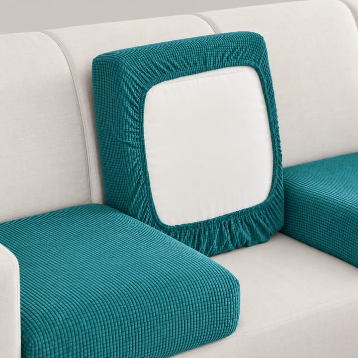 The Grid Plush Velvet Cushion Cover, Teal