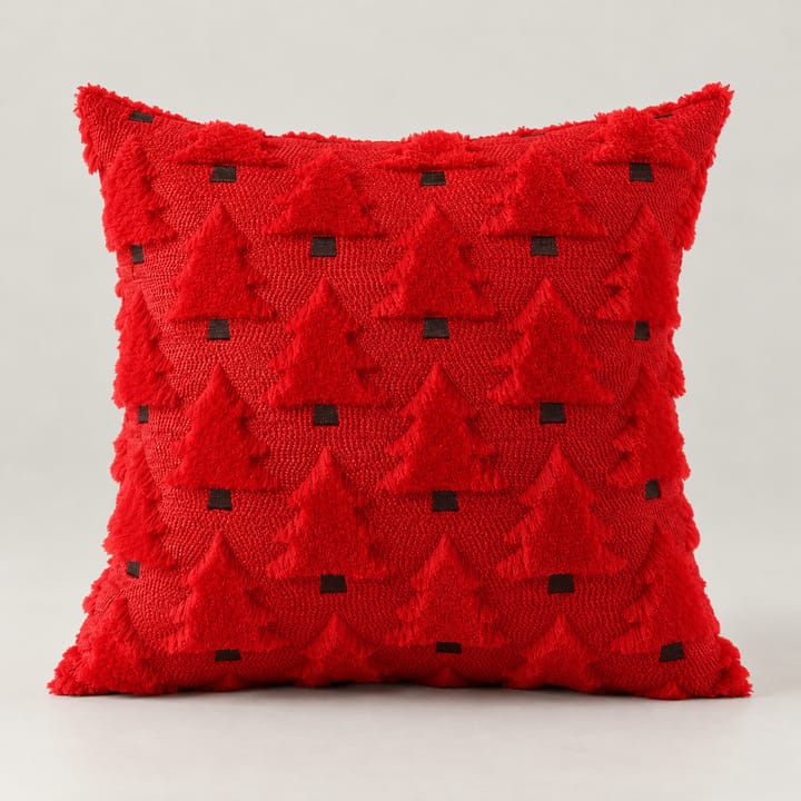 The Tufted Tree Plush Pillow Cover, Red