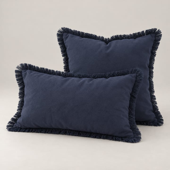 The Fringe Edge Pillow Cover, Navy blue