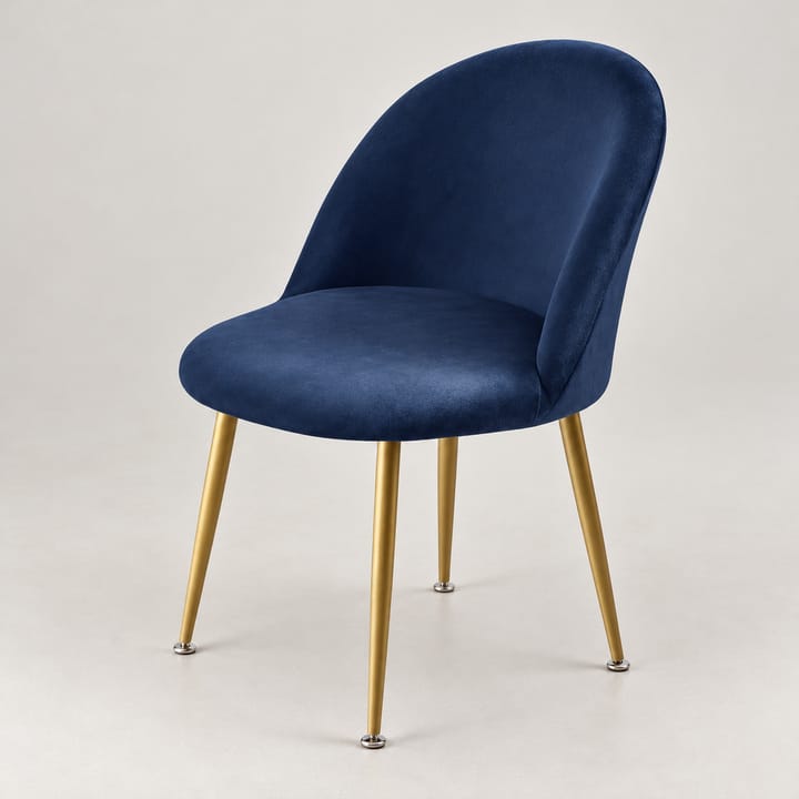 The Velvet Curve Dining Chair Cover, Navy blue
