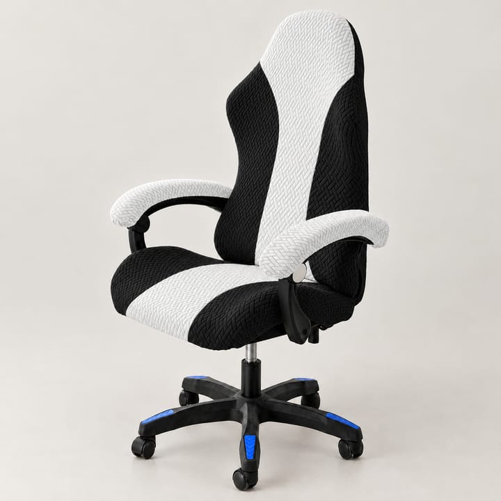 The Spliced Stretch Gaming Chair Cover, Black and white