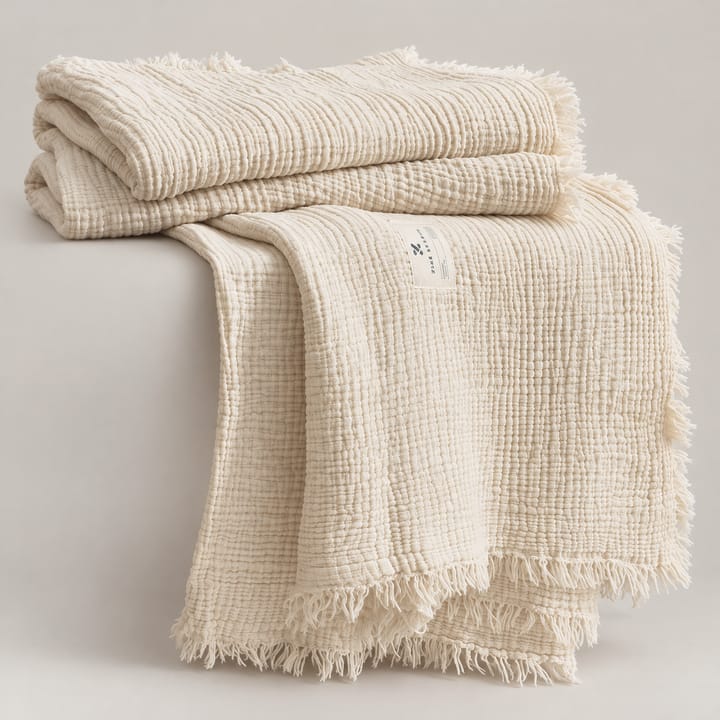The Fringed Gauze Throw, Ivory