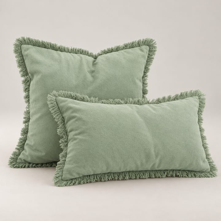 The Fringe Edge Pillow Cover, Light green