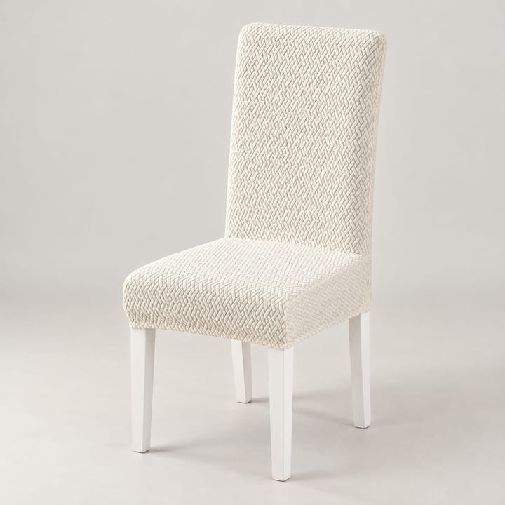 The Checkered Jacquard Dining Chair Cover, White