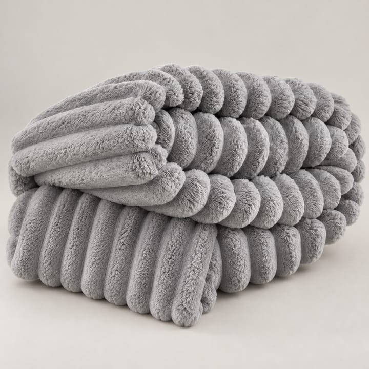 The Ribbed Faux Fur Throw, Silver Gray