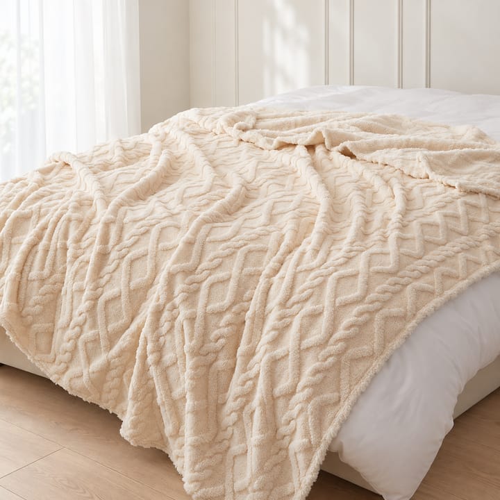 The Cable Jacquard Coral Fleece Throw