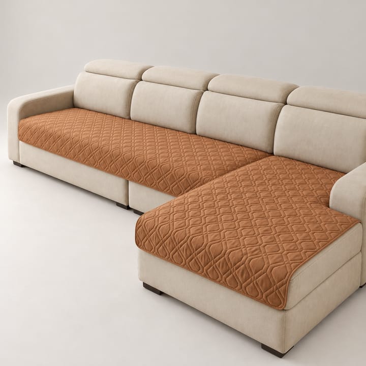 The Quilted Diamond Cushion Sofa Cover, Brown