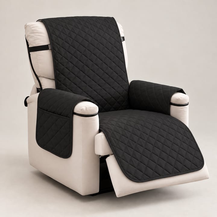 The Quilted Diamond Recliner Cover, Black