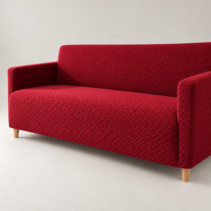 The Basketweave Stretch Sectional Sofa Cover, Wine