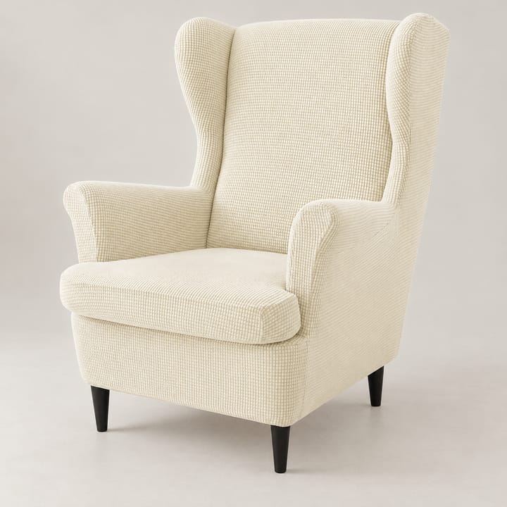 The Wingback Chair and Ottoman Cover Set, Cream
