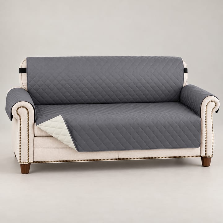 The Quilted Diamond Waterproof Sofa Cover, Medium gray