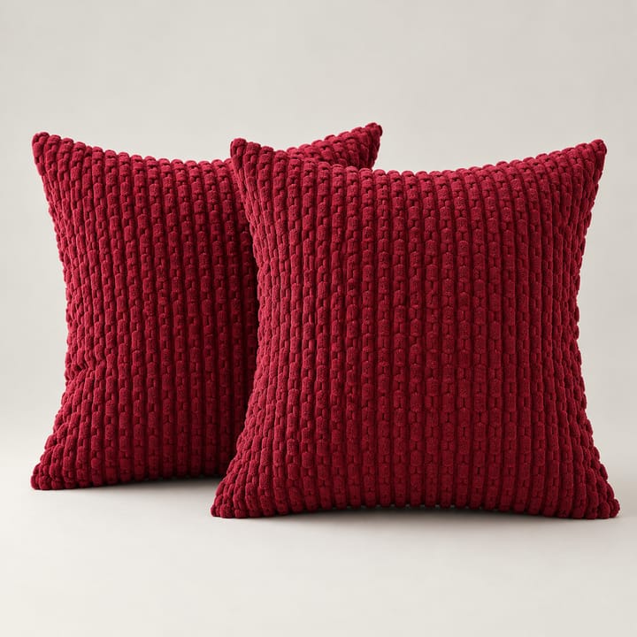 The Ribbed Corduroy Pillow Cover, Dark red