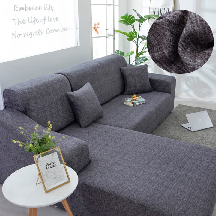 The Printed Stretch Sectional Sofa Cover, Dark gray textured