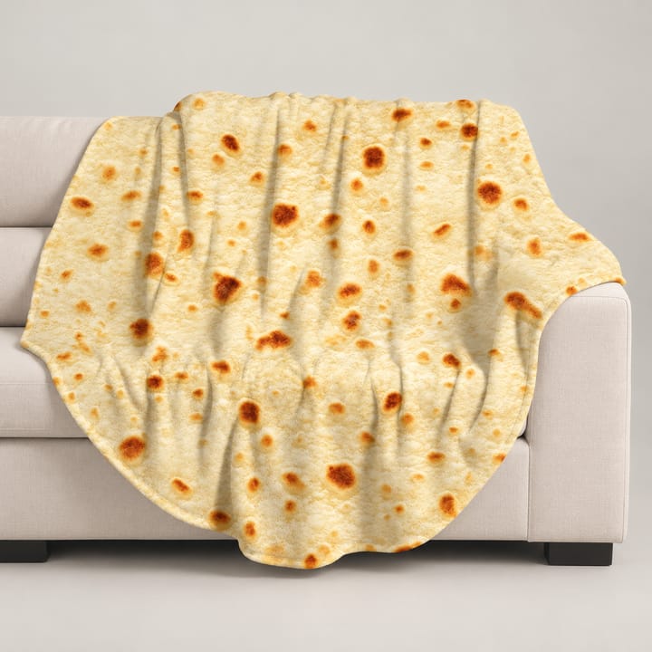 The Tortilla Print Round Throw Blanket, Yellow tortilla print