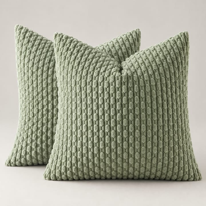 The Ribbed Corduroy Pillow Cover, Sage green