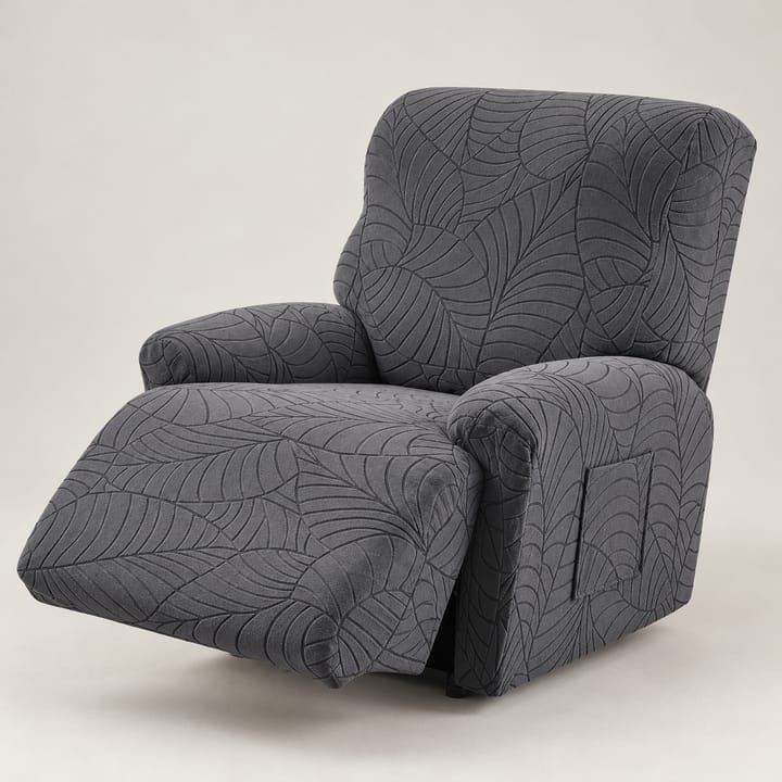 The Leaf Jacquard Recliner Cover, Dark gray