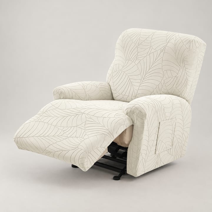The Leaf Jacquard Recliner Slipcover, Dark gray leaf