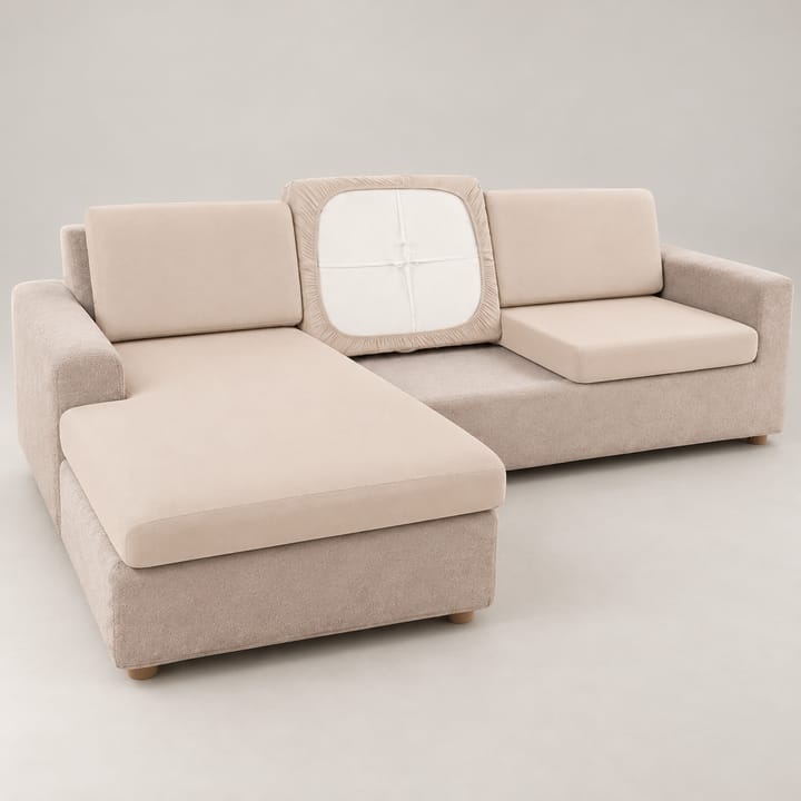The Smooth Stretch Cushion Cover, Pale Beige