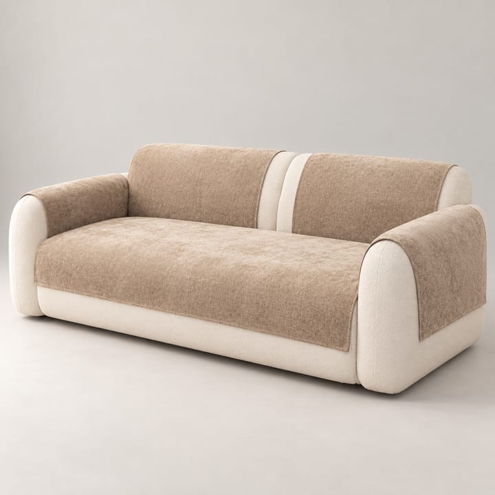 Sand twill chenille couch cover on the seat of a white sofa