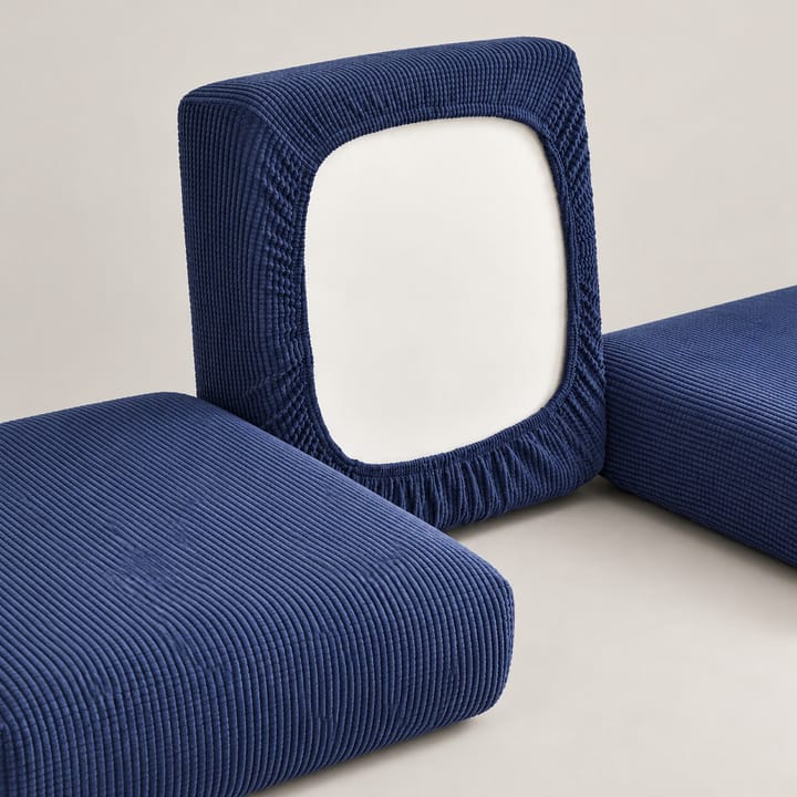 The Grid Plush Velvet Cushion Cover, Navy