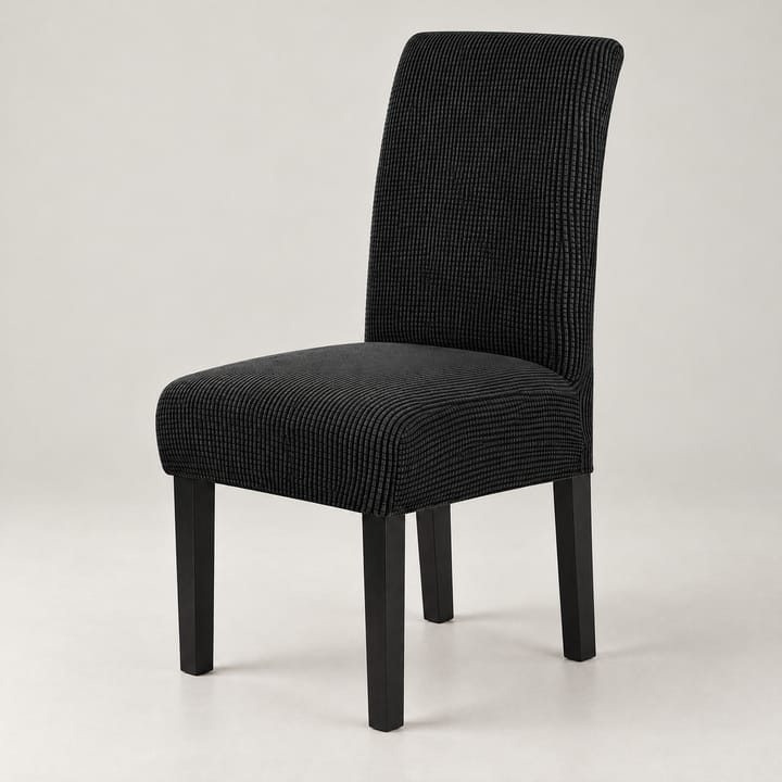 The Checked Jacquard Stretch Dining Chair Cover, Black