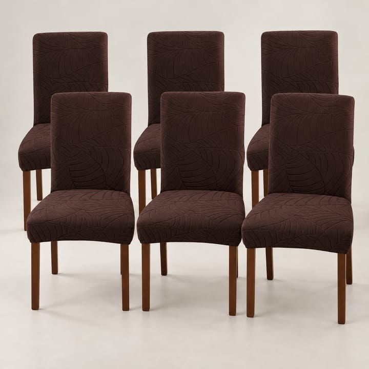 The Leaf Jacquard Dining Chair Cover, Sage green, 6 covers